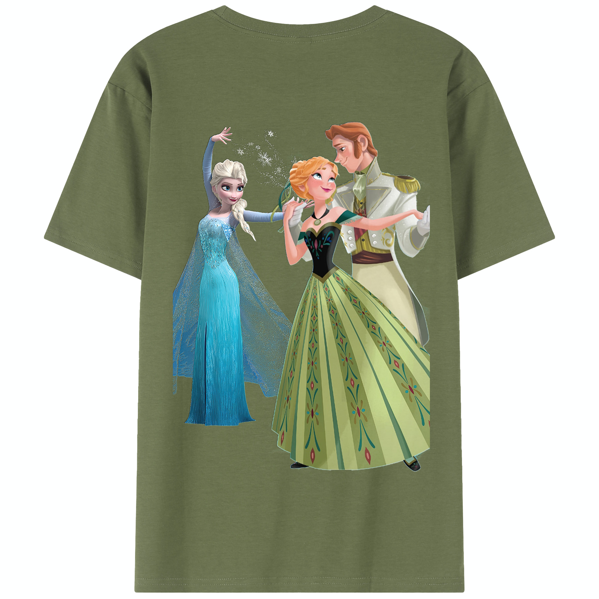 （画像用） アナと雪の女王 アンナ エルサ Frozen Anna Elsa 綿100％半袖Tシャツ（背面プリント）